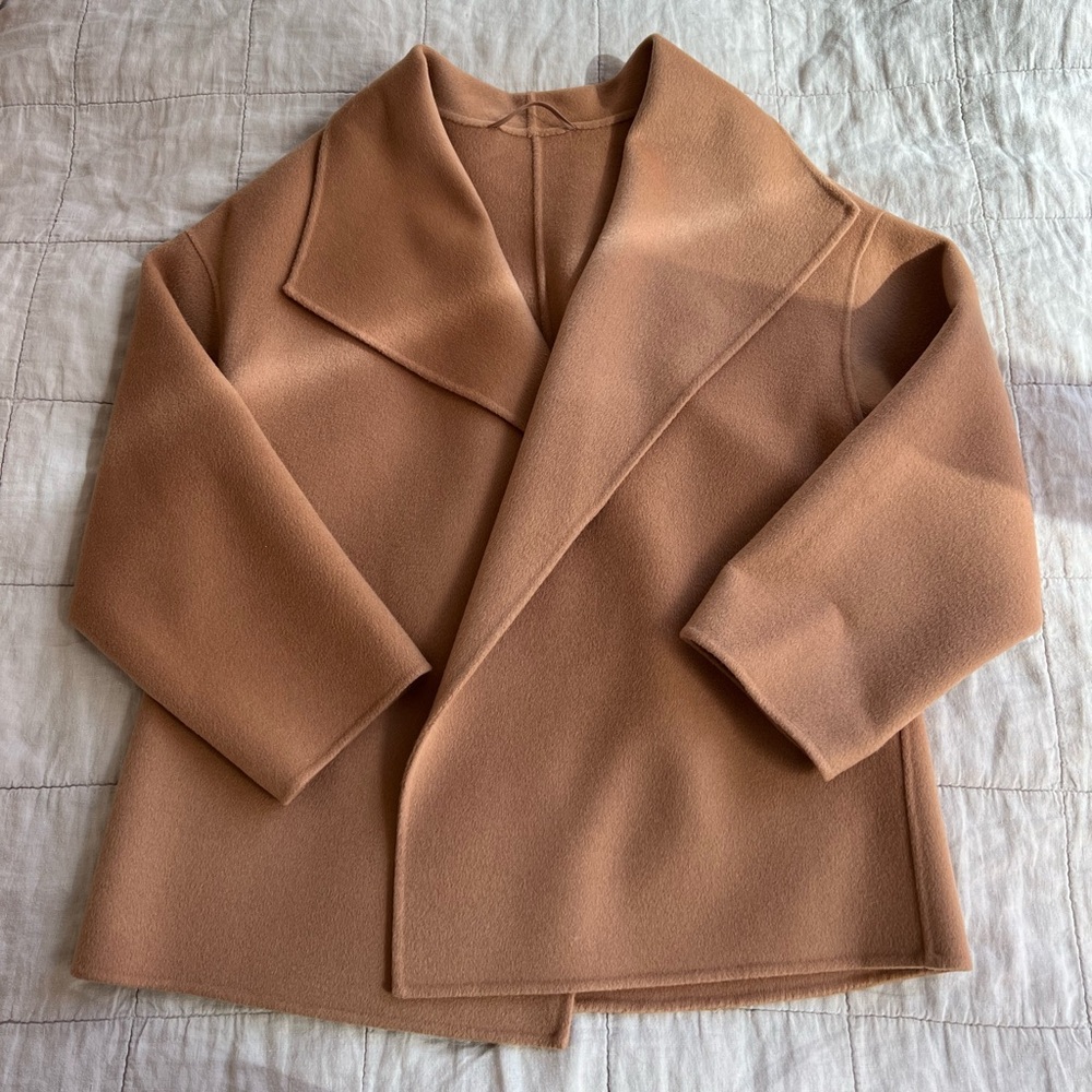 The Curated Wrap Jacket, Camel